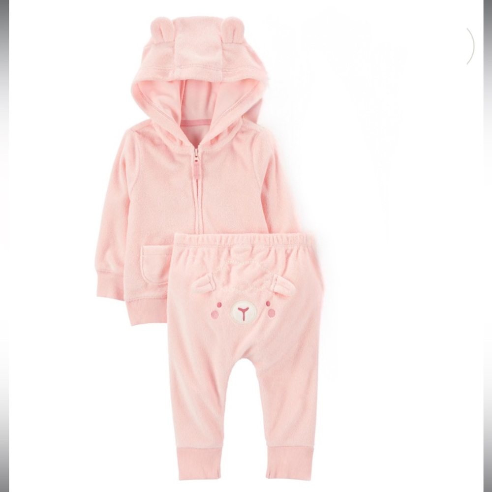 Carter's Pink Bear Hoodie and Pants Set size 12months